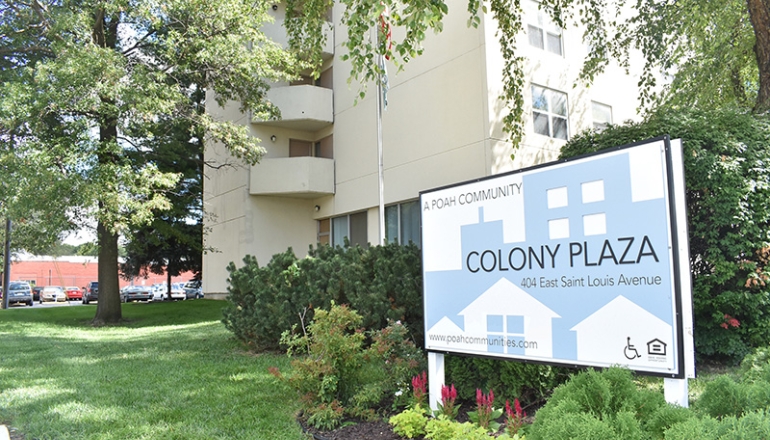 Colony Plaza Apartments sign