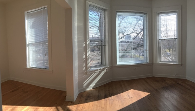 The Washington unit living room and windows