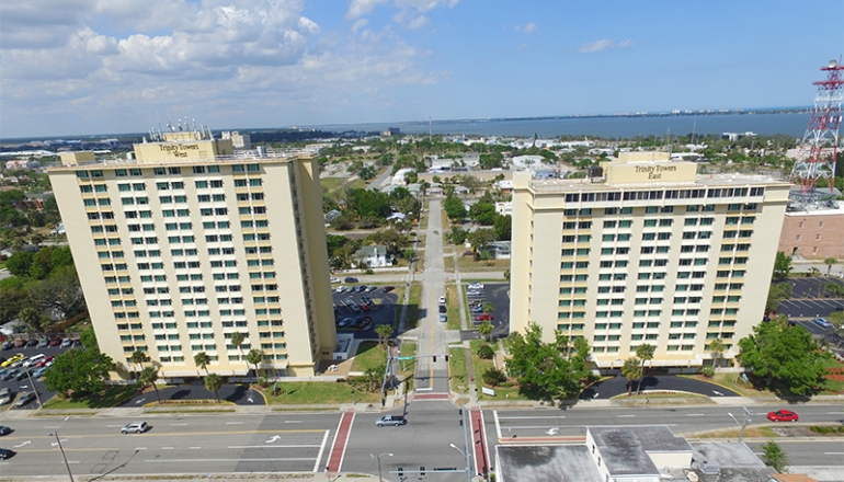 Trinity Towers West from across the street