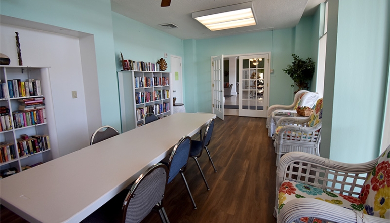 Trinity Towers West community room & library