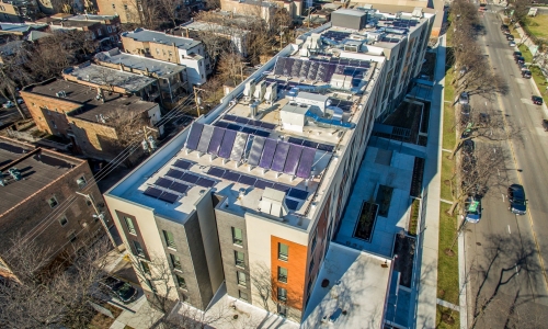 Drone photo shows off solar panels on POAH's Chicago senior housing